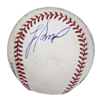 1993 Lee Smith Game Used/Signed Career Save #398 Baseball Used on 08/28/93 (Smith LOA)